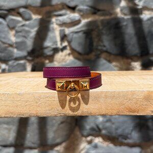 Hermès Purple Double Tour Rivale GHW Wrap Bracelet